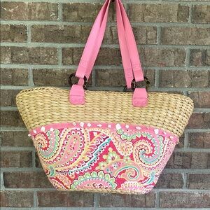 Vera Bradley Pink and Tan Paisley Tote Bag